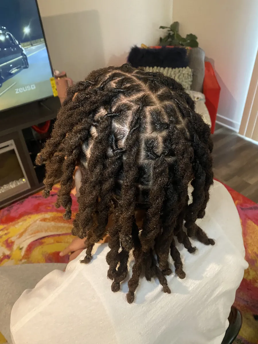 Two-strand twists styled on natural hair