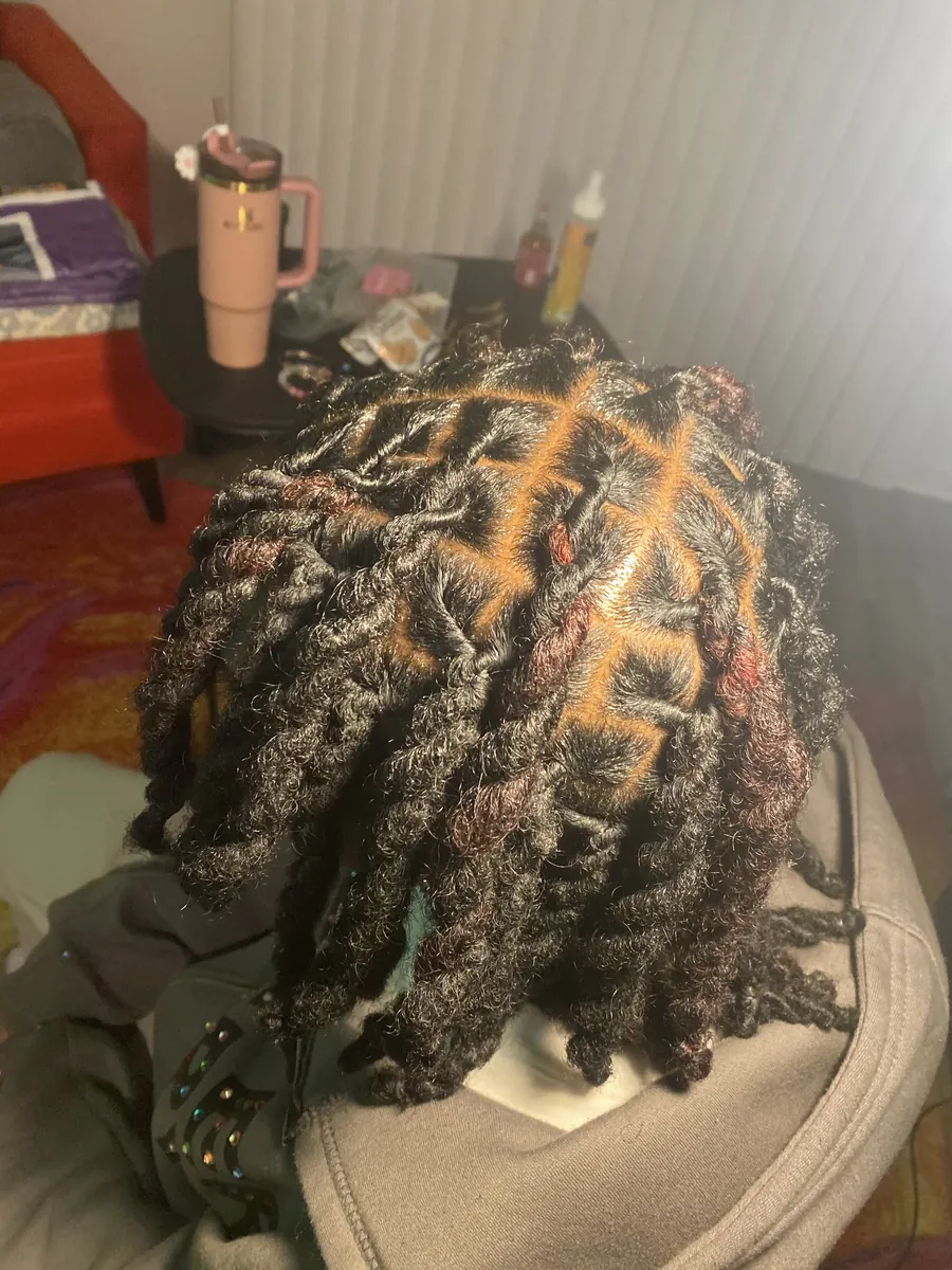 Two-strand twists with copper highlights